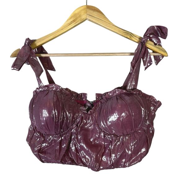 Majorelle Carola Bustier Top Womens S Pink Iridescent Tie Strap Coquette Glam - Picture 2 of 6